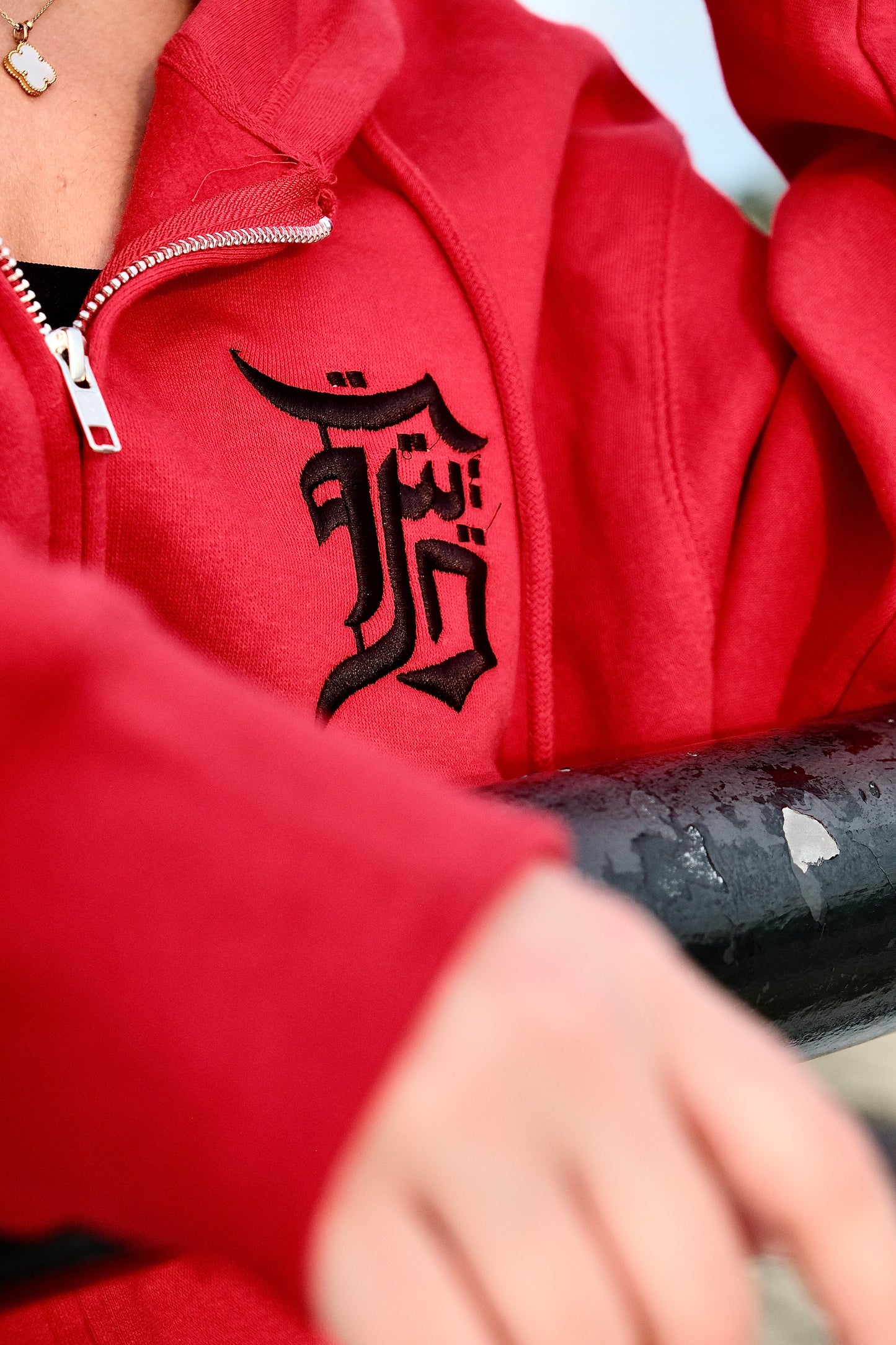 Detroit Arabic Calligraphy Zip Up - Apple Red